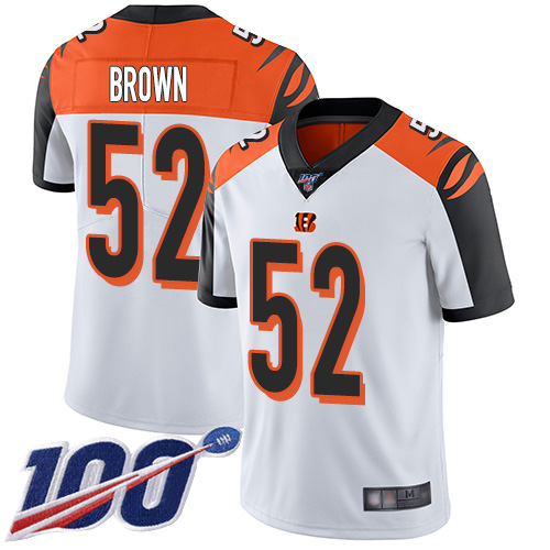 Cincinnati Bengals Limited White Men Preston Brown Road Jersey NFL Footballl #52 100th Season Vapor Untouchable
